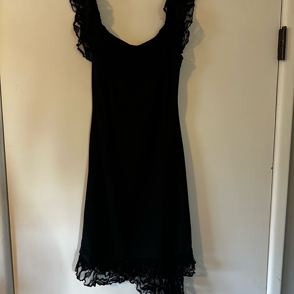 Stylish Black Lace Accented Dress